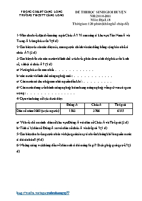 Đề và đáp án thi học sinh giỏi cấp huyện Địa lí lớp 8 - Năm học 2011-2012 - Trường THCS Trường Long Hoàng